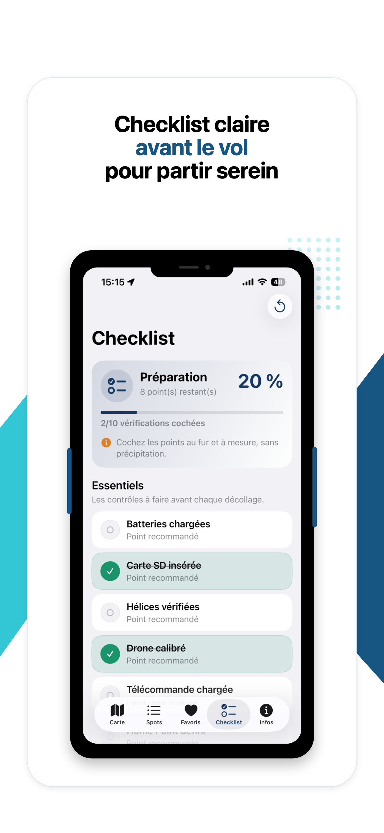 Checklist pre-vol FlySpot